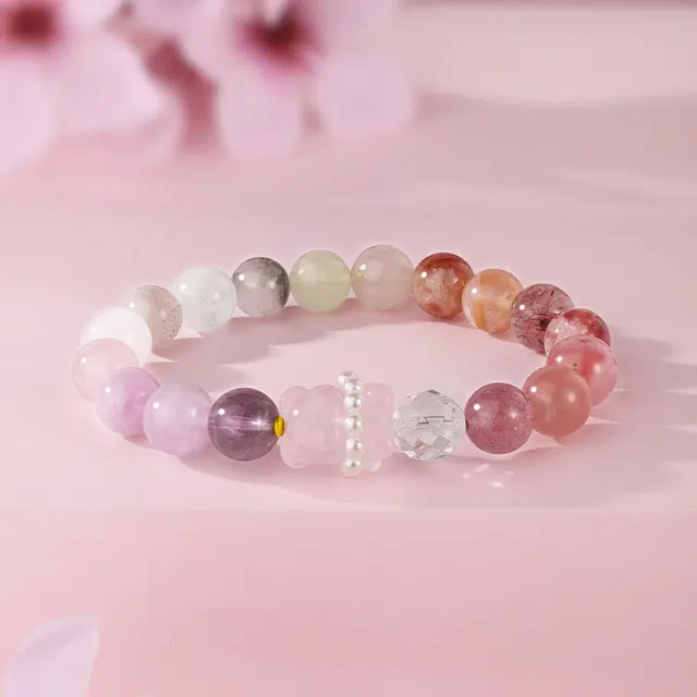 【彩虹多宝石】 金六福吉祥 新中式招财纳福小熊平安转运珠 简约精致经典百搭小众设计百搭仙风#好运天然 黄水晶 手串 女款