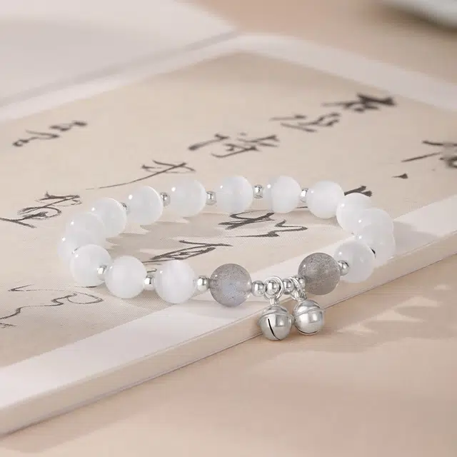 【高品质】 金六福吉祥 新中式猫眼手饰铃铛灰月光转运珠 大气显白仙气飘飘甜美可爱转运珠上岸来财#好运 琉璃 手串 女款