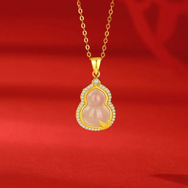 金六福吉祥 遇福禄葫芦 玉髓 项链 女款