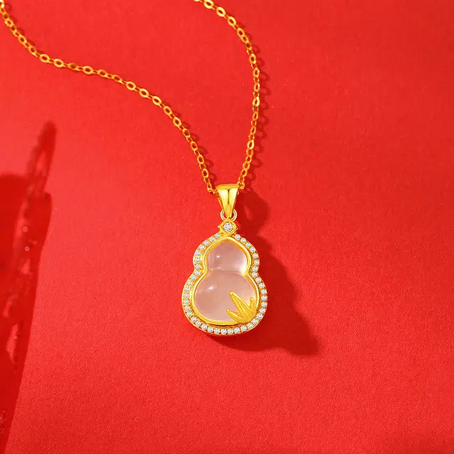 金六福吉祥 遇福禄葫芦 玉髓 项链 女款