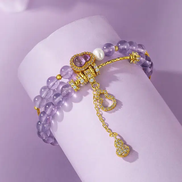 【高品质曜晶级】 金六福吉祥 神秘紫晶净心绪新中式国潮风精致显气质百搭葫芦招财转运纳福#好运天然 紫水晶 手串 男女同款情侣款