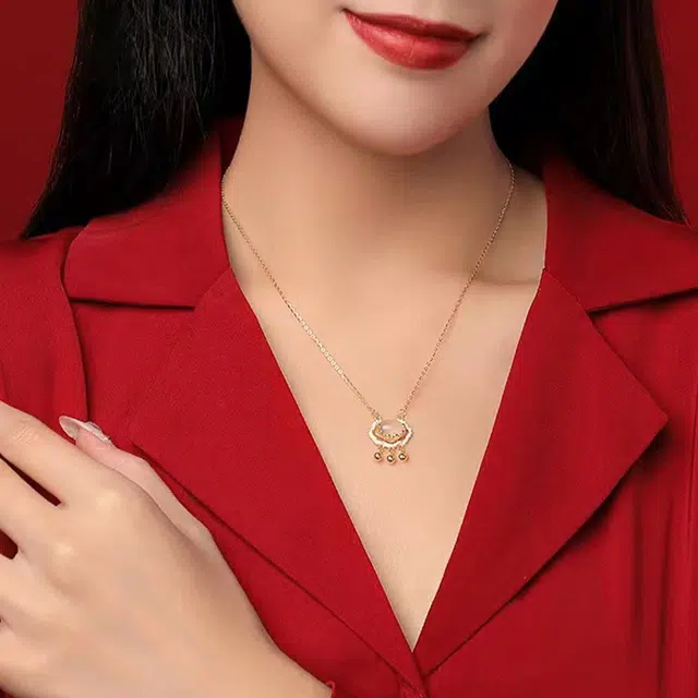 金六福吉祥 如意平安福锁 玉髓 项链 女款