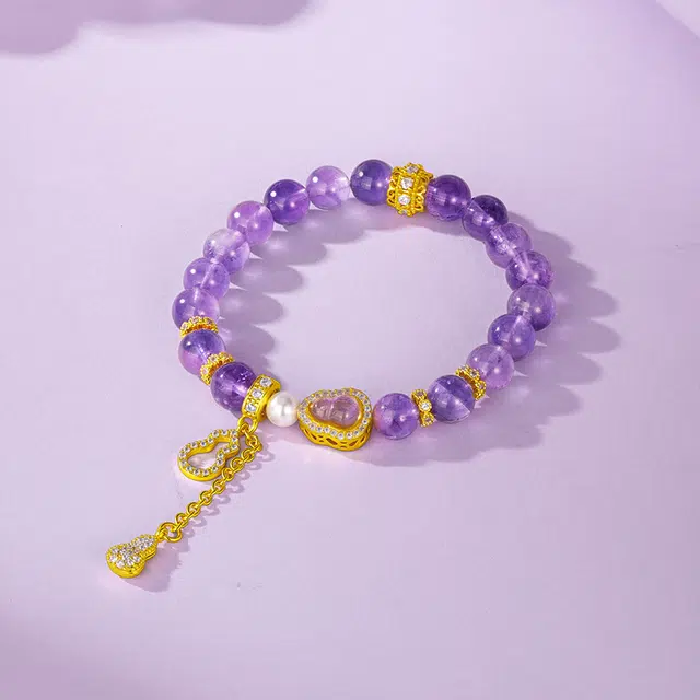 【九紫离火】 金六福吉祥 祥瑞安康招财转运纳福新中式国潮风精致精美轻奢优雅小众日常百搭#好运天然 紫水晶 手串 男女同款情侣款