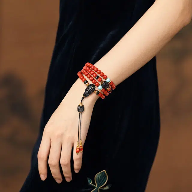 木盛缘 青玉多圈精工打造  独特设计  鸿运当头好运 玛瑙 手串 男女同款情侣款