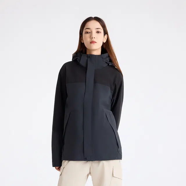 美力城  三合一摇粒绒  防水防风防泼水耐磨保暖防静电防寒防雨冲锋衣 女款
