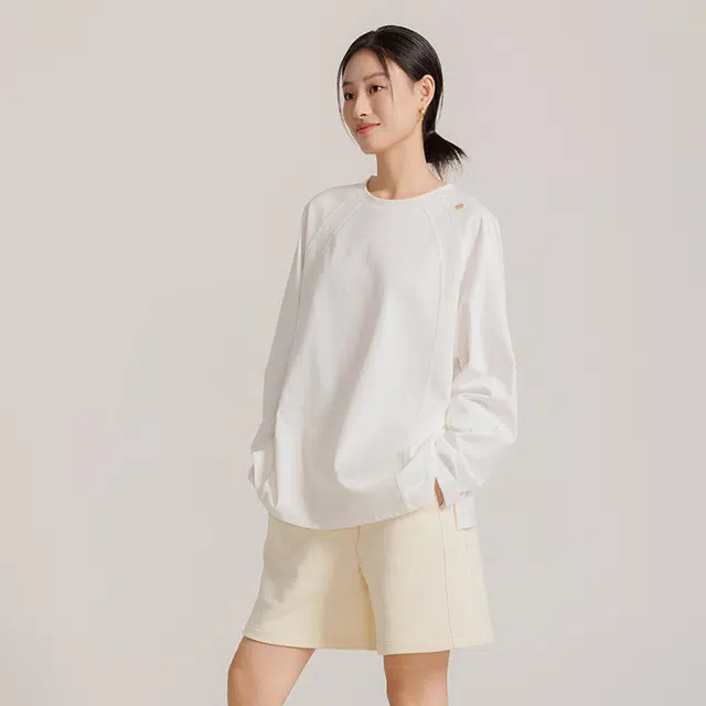 美力城 纯色圆领质感高级感复古风卫衣 女款