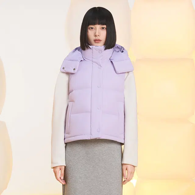 美力城 新款轻暖休闲外搭连帽保暖轻薄三防无袖羽绒服 女款