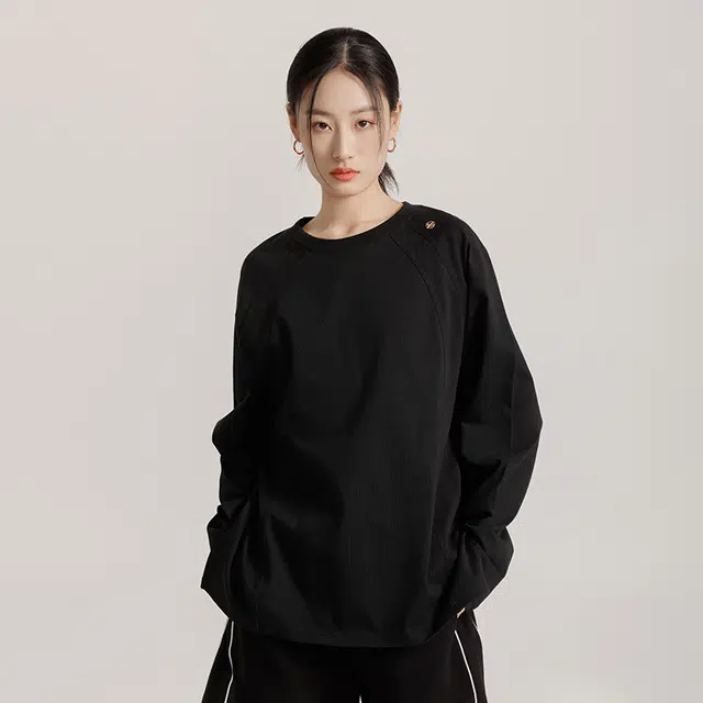 美力城 纯色圆领质感高级感复古风卫衣 女款