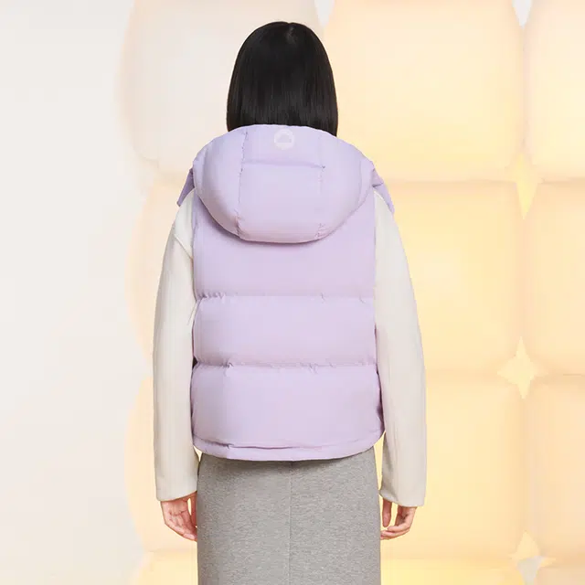 美力城 新款轻暖休闲外搭连帽保暖轻薄三防无袖羽绒服 女款