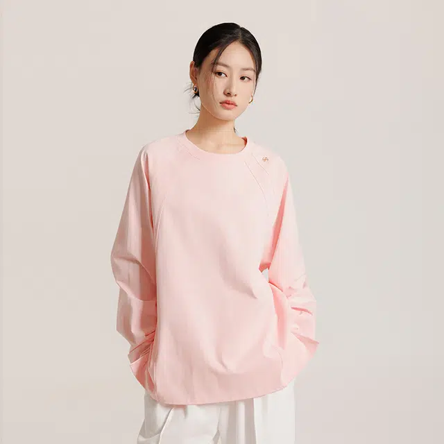 美力城 纯色圆领质感高级感复古风卫衣 女款