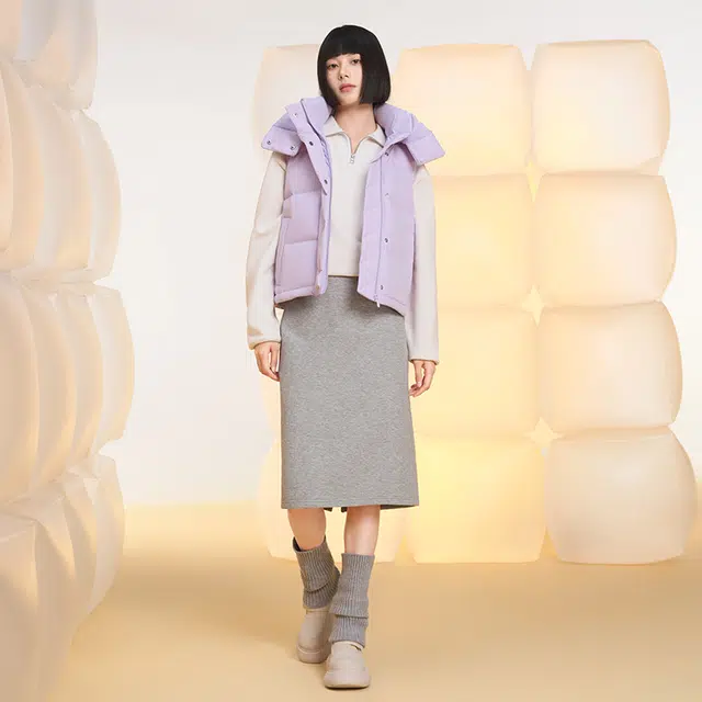 美力城 新款轻暖休闲外搭连帽保暖轻薄三防无袖羽绒服 女款