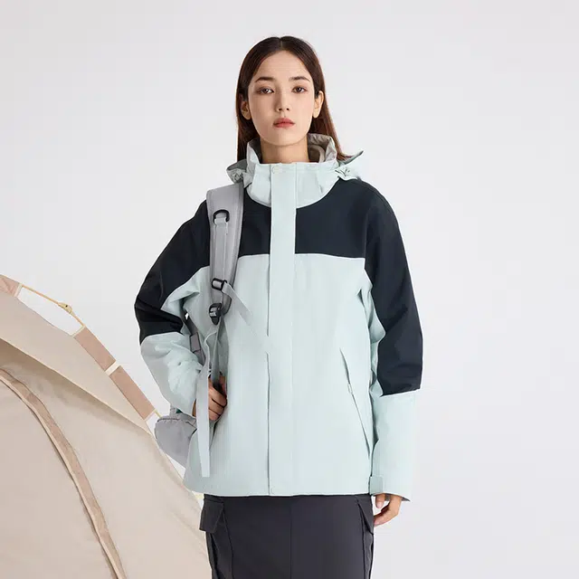 美力城  三合一摇粒绒  防水防风防泼水耐磨保暖防静电防寒防雨冲锋衣 女款