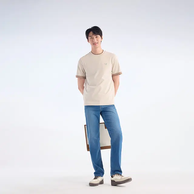 九牧王男裤专家 时尚微弹标准直筒牛仔裤 男款 牛仔蓝