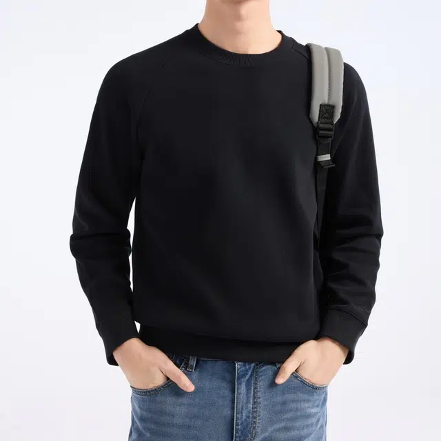 九牧王男裤专家 时尚百搭休闲简约舒适纯色长袖卫衣 男款