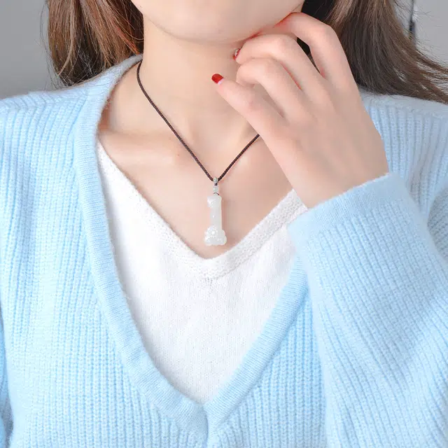 凤飞凰 新中式平安吉祥玉如意小众#好运玉饰 项链 白玉/青白玉 女款