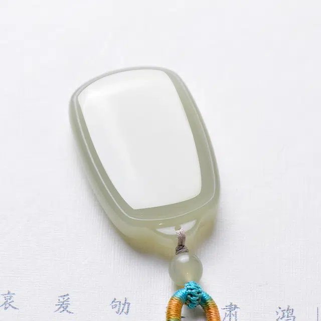 凤飞凰 新中式晴水平安无事牌小众轻奢玉饰 和田玉项链 白玉/青白玉 女款