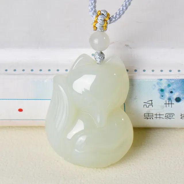 凤飞凰 新中式爱情守护小狐狸小众轻奢玉饰 和田玉项链 白玉/青白玉 女款