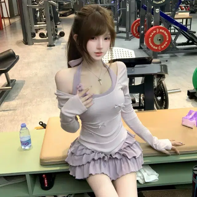 涂诗菲 韩版高级气质时尚小众设计感收腰显瘦慵懒风两件套裙装套装 女款