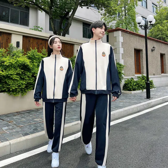 涂诗菲 学院风款撞色拼接气质休闲简约显长袖瘦外套学生班服运动会情侣套装