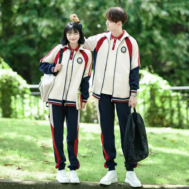 涂诗菲 学院风撞色拼接通勤青春气质休闲显瘦外套学生班服运动会男女同款情侣套装