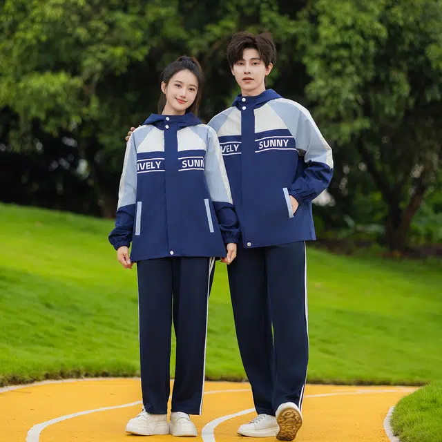 涂诗菲 学院风撞色通勤气质长袖休闲外套学生班服运动会情侣套装