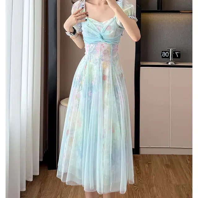 涂诗菲 甜美少女纯欲风收腰显瘦短袖连衣裙 女款