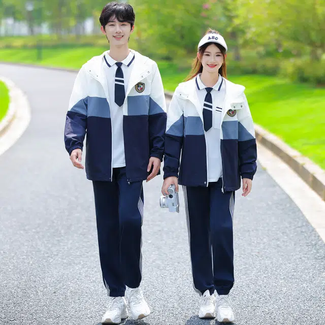 涂诗菲 学院风撞色通勤青春气质休闲长袖外套学生班服运动会情侣套装