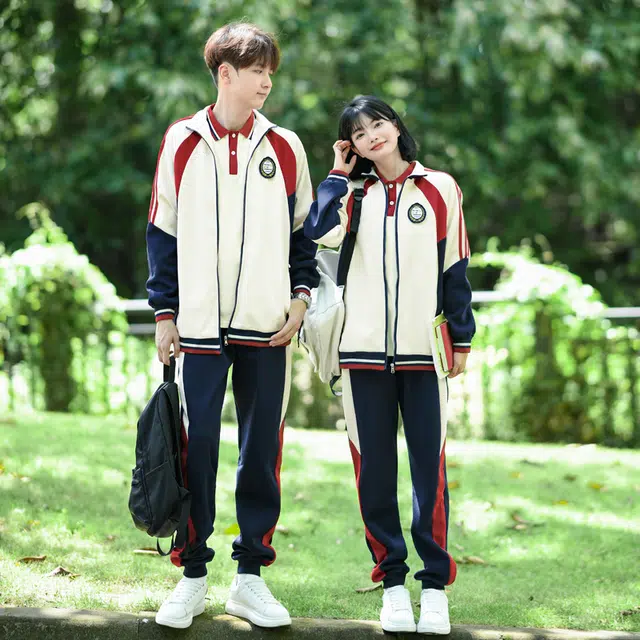 涂诗菲 学院风撞色拼接通勤青春气质休闲显瘦外套学生班服运动会男女同款情侣套装