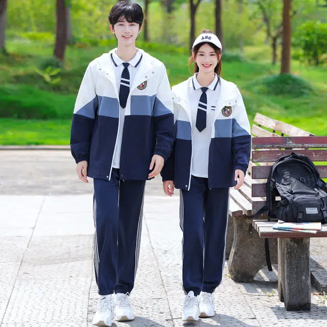 涂诗菲 学院风撞色通勤青春气质休闲长袖外套学生班服运动会情侣套装