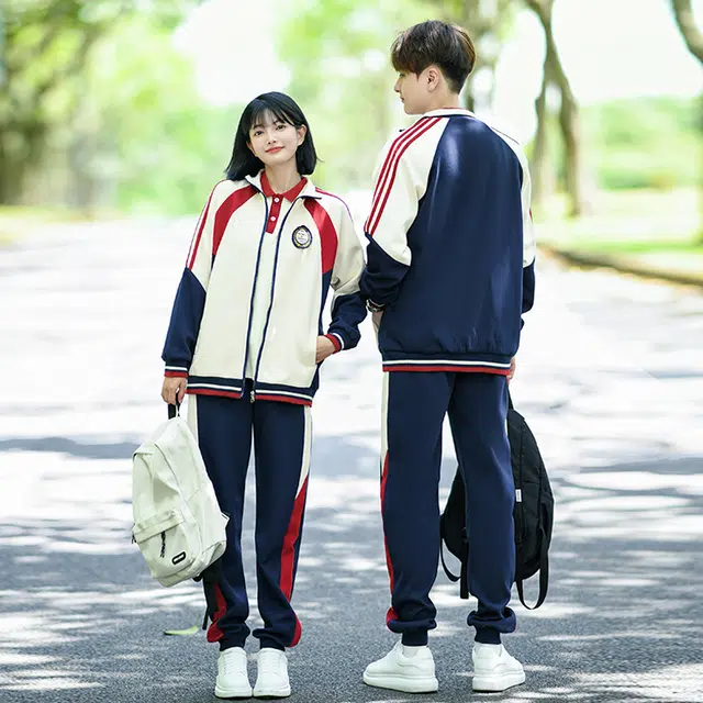 涂诗菲 学院风撞色拼接通勤青春气质休闲显瘦外套学生班服运动会男女同款情侣套装