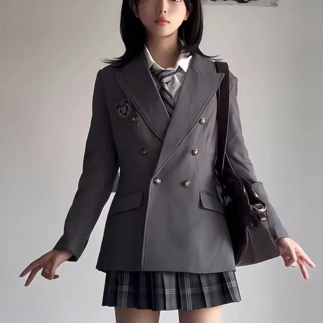 涂诗菲 日系温柔甜美可爱学院风高级感气质小众百搭休闲纯色修身遮肉裙装套装 女款