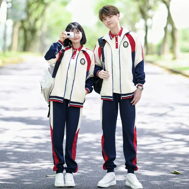 涂诗菲 学院风撞色拼接通勤青春气质休闲显瘦外套学生班服运动会男女同款情侣套装