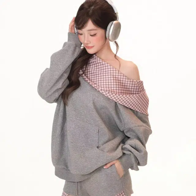 涂诗菲 韩版高级气质时尚小众设计感慵懒风格子撞色两件套休闲套装 女款
