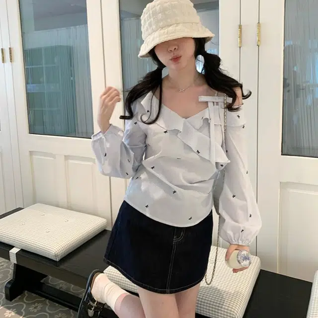 涂诗菲 条纹修身适中高腰长袖裙装套装 女款