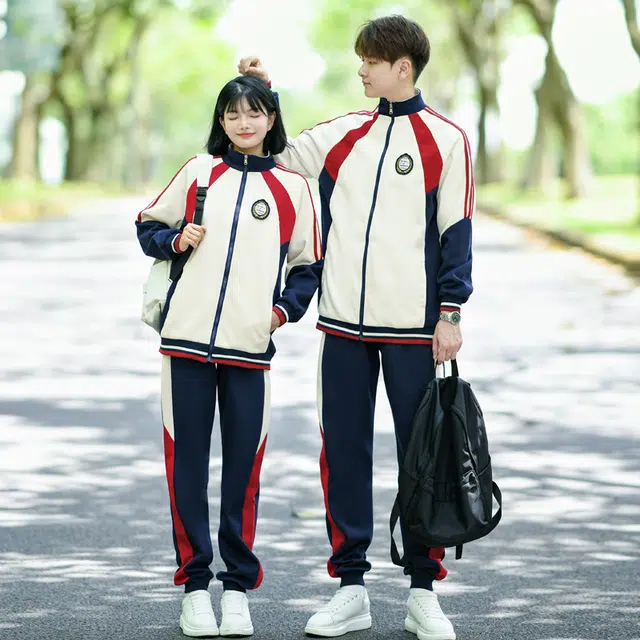 涂诗菲 学院风撞色拼接通勤青春气质休闲显瘦外套学生班服运动会男女同款情侣套装
