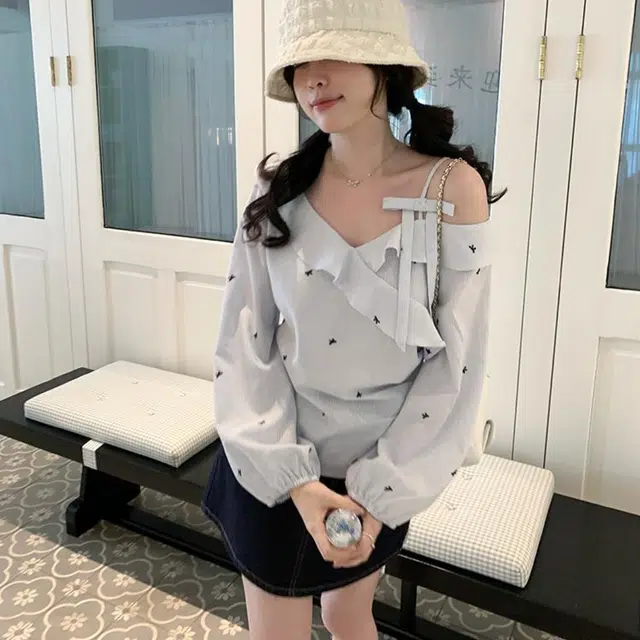 涂诗菲 条纹修身适中高腰长袖裙装套装 女款