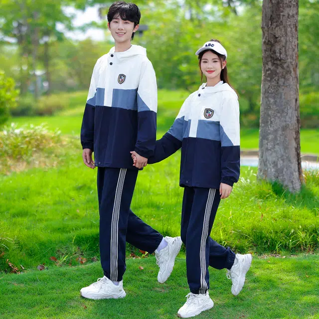 涂诗菲 学院风撞色通勤青春气质休闲长袖外套学生班服运动会情侣套装