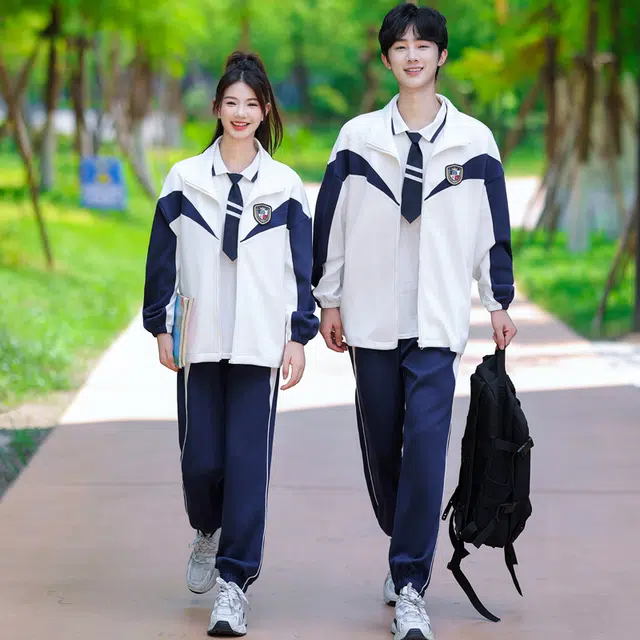 涂诗菲 学院风撞色通勤青春气质活力长袖休闲外套学生班服运动会情侣套装