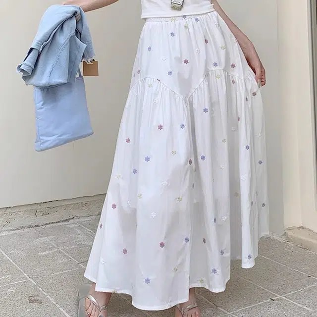 涂诗菲 纯色简约百搭休闲长裙 女款 白色