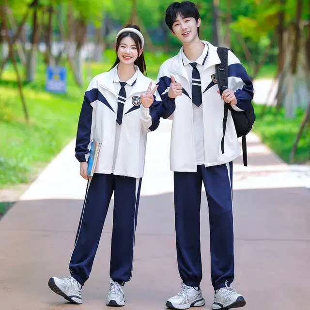 涂诗菲 学院风撞色通勤青春气质活力长袖休闲外套学生班服运动会情侣套装