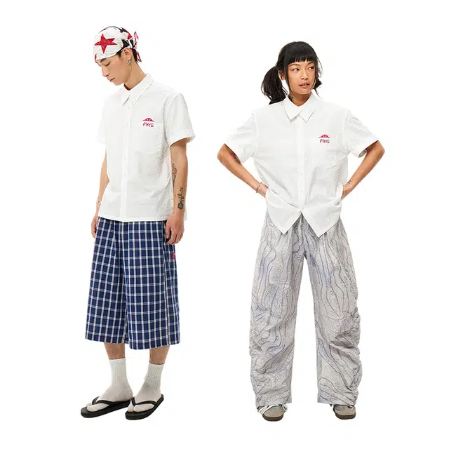 物理少年 时尚正肩舒适百搭短袖衬衫 男女同款