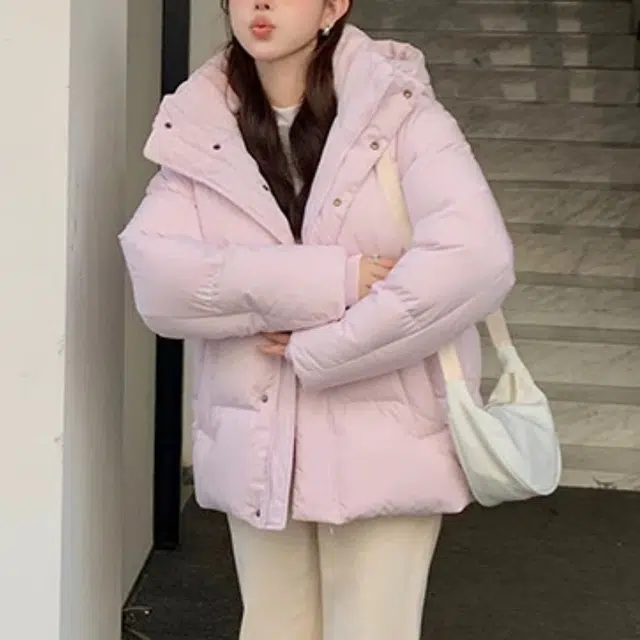 兰缪 白鸭绒短款冬季蓬松轻盈韩版高级感简约设计感保暖时尚日常通勤潮流百搭宽松闺蜜装厚外套羽绒服 女款