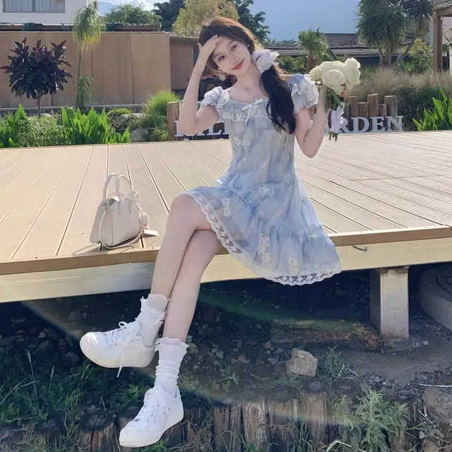 兰缪 碎花气质舒适优雅短袖连衣裙 女款