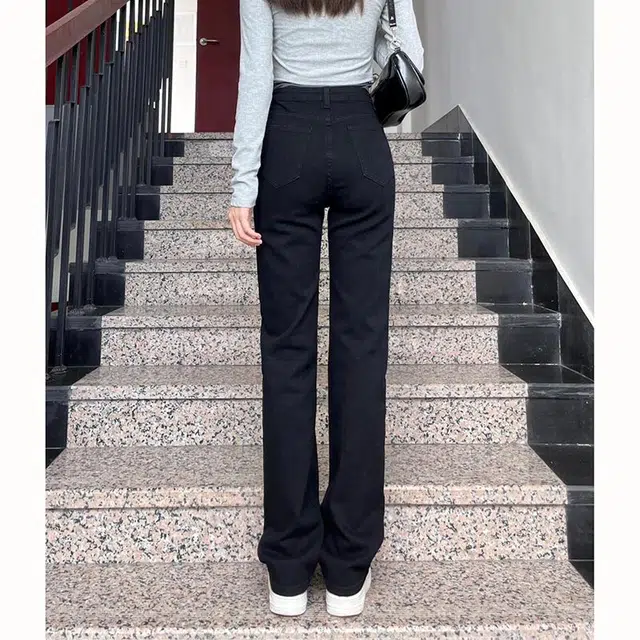 兰缪 弹力修身显瘦春秋季高腰百搭烟管窄版直筒牛仔裤 女款