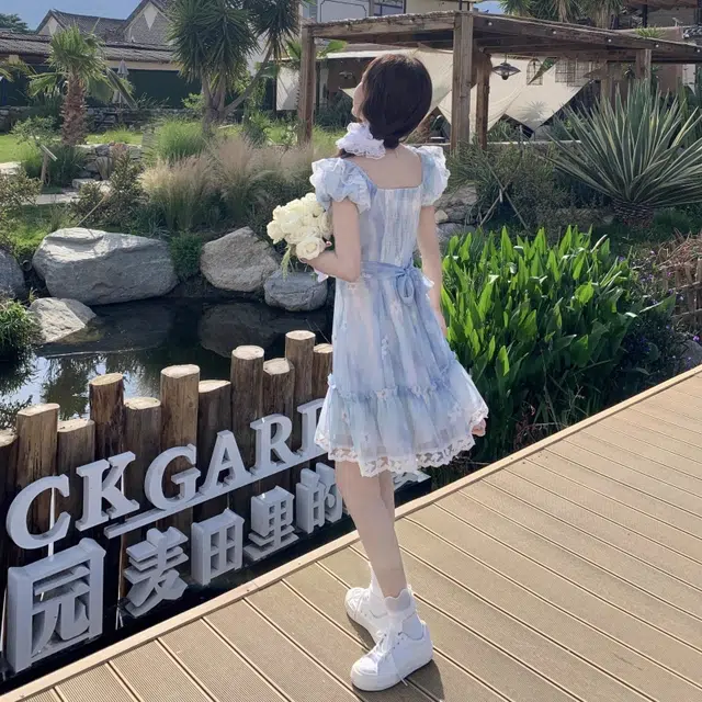 兰缪 碎花气质舒适优雅短袖连衣裙 女款