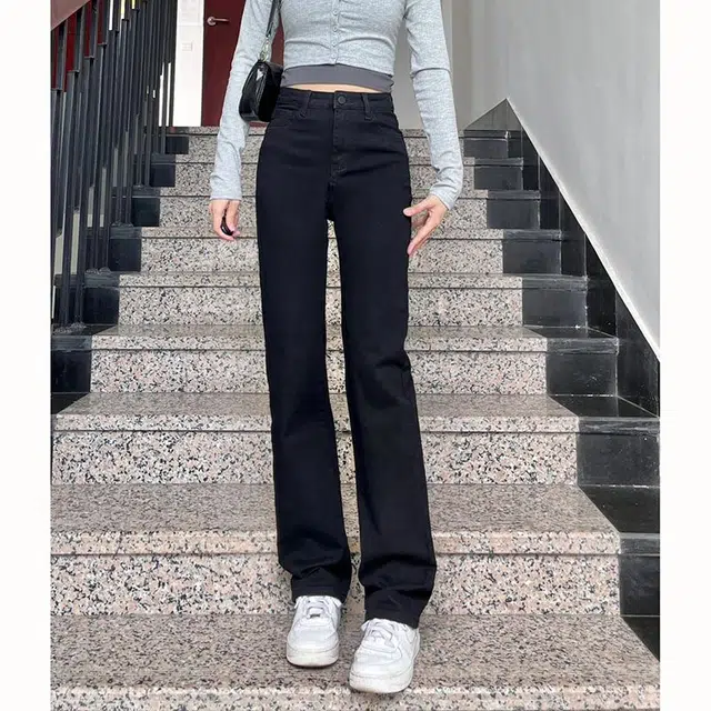 兰缪 弹力修身显瘦春秋季高腰百搭烟管窄版直筒牛仔裤 女款