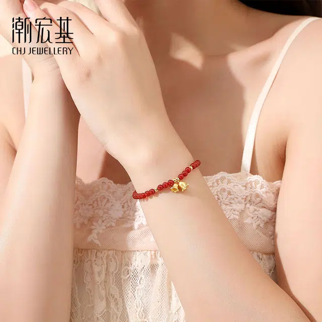 潮宏基 铃兰花 新中式国风 轻奢小众高级设计 精致时尚潮流简约百搭#好运天然 玛瑙 手链 女款