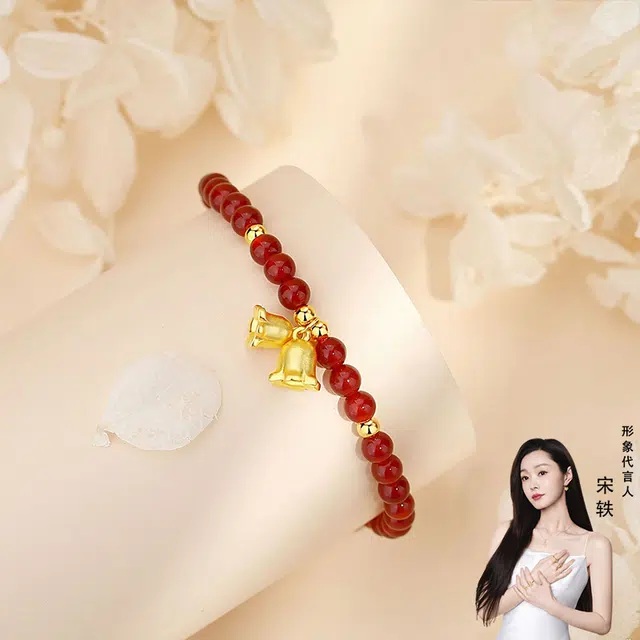 潮宏基 铃兰花 新中式国风 轻奢小众高级设计 精致时尚潮流简约百搭#好运天然 玛瑙 手链 女款