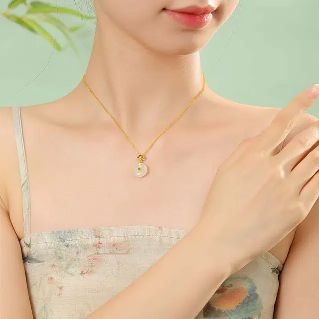 【万事皆如意】 潮宏基 平安扣锁骨链 新中式轻奢 小众设计高级感 精致优雅时尚有质感 简约百搭不撞款#好运天然 玉髓 项链 女款