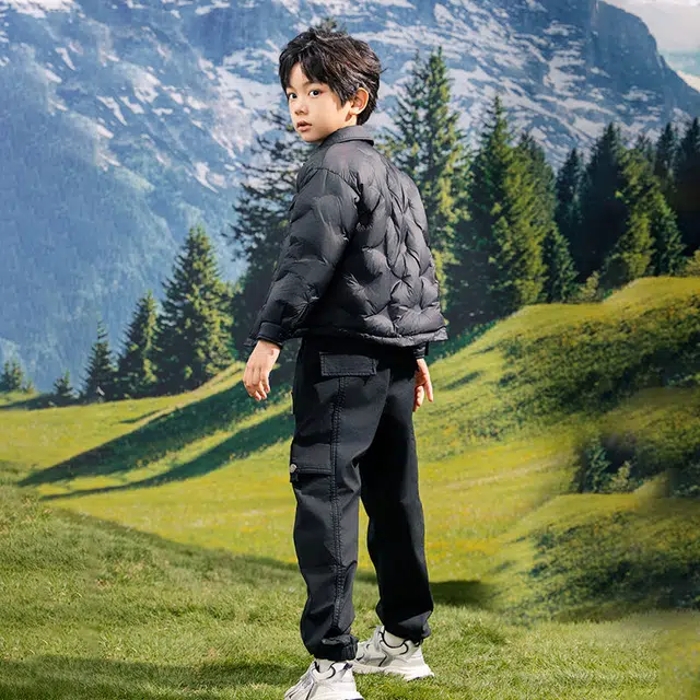 雅鹿 品牌纯色衬衫领轻薄羽绒服青少年